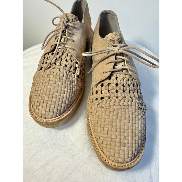 Eileen Fisher Tie Oxford Shoes Size 10 NWOB Leather Weave Tie Loafer Platform - Picture 7 of 7